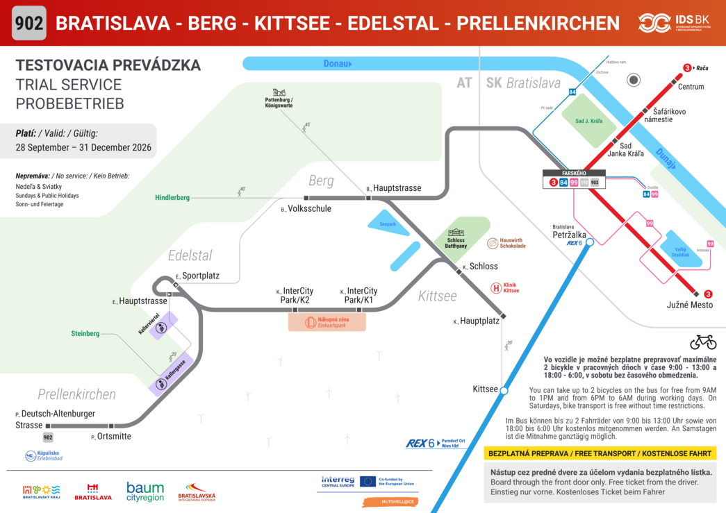 Linienplan der Linie 902 im Probebetrieb